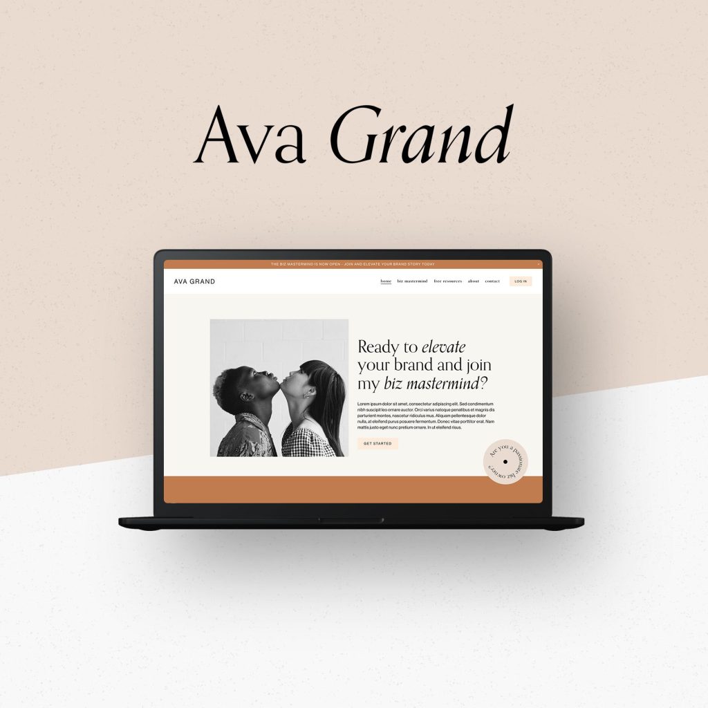 The Ava Grand template shown in a styled mockup