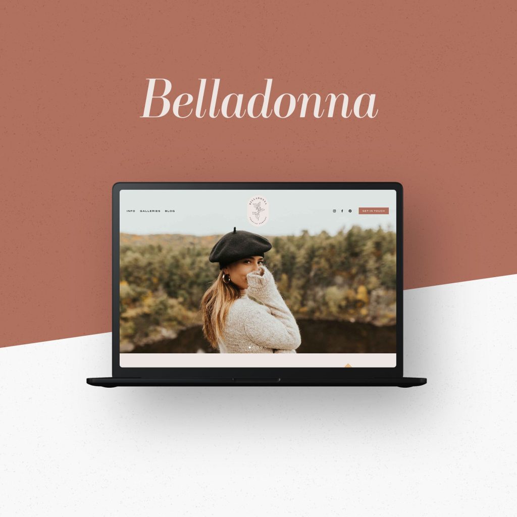 The Belladonna template shown in a styled mockup