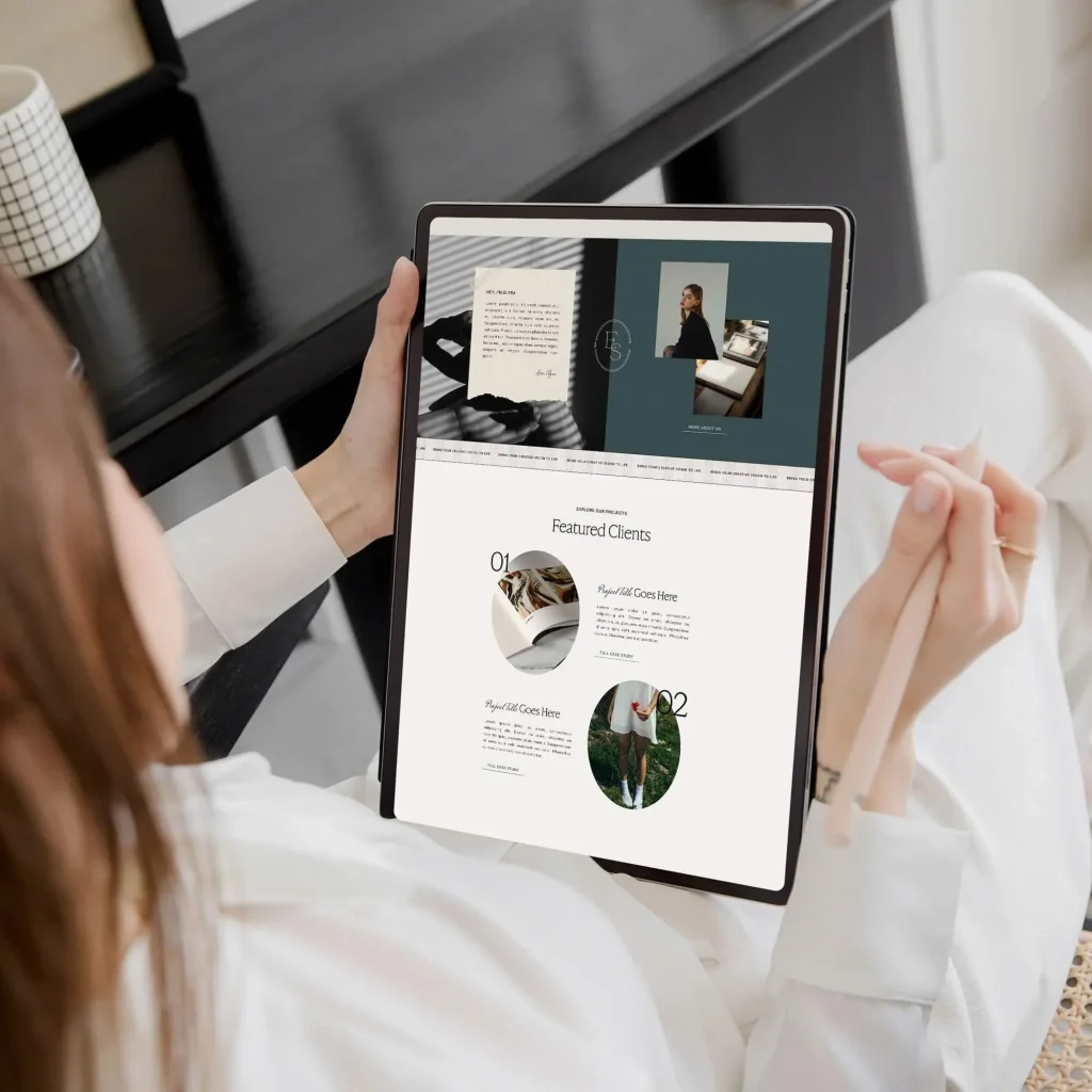 The Elyra template shown in a styled mockup