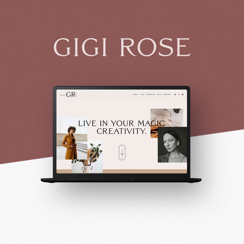 The Gigi Rose template shown in a styled mockup