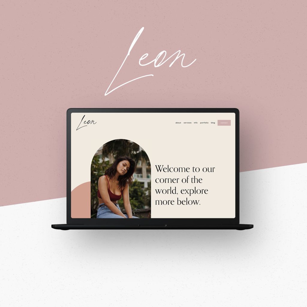 The Leon template shown in a styled mockup