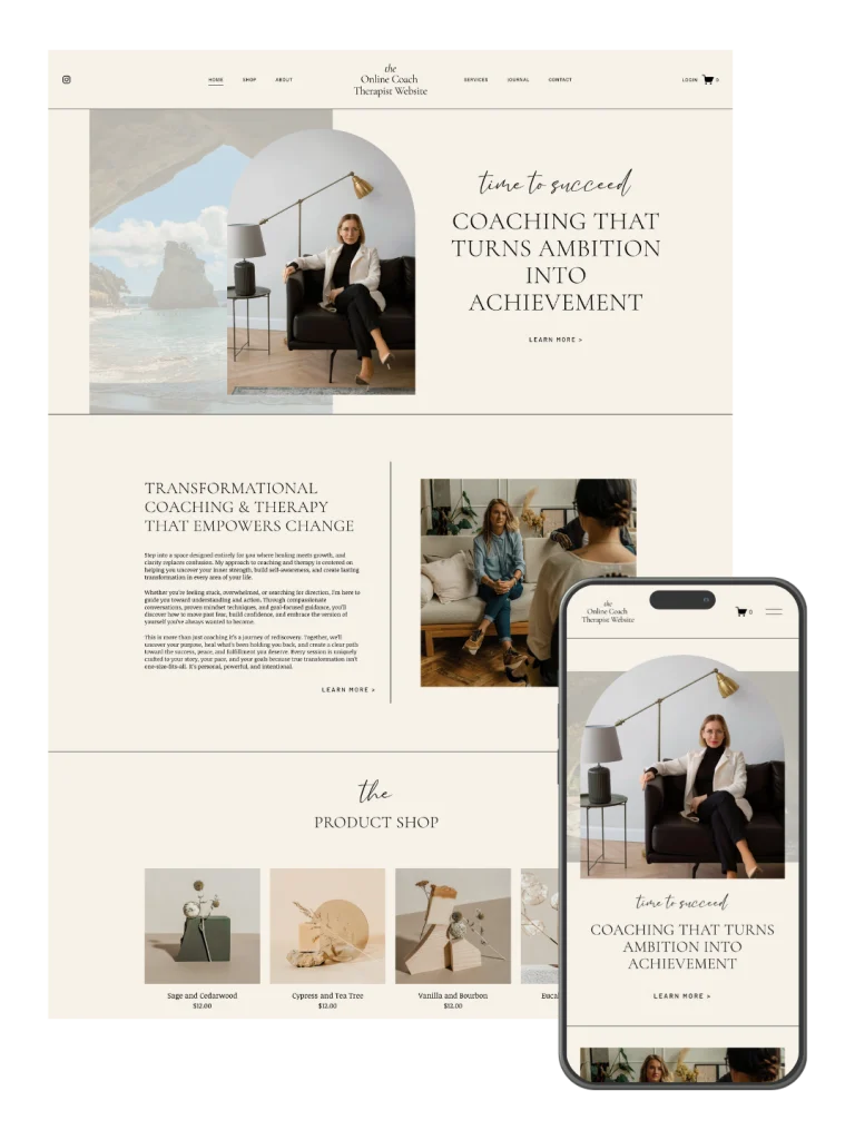 Serene — Squarespace Coaching Templates preview