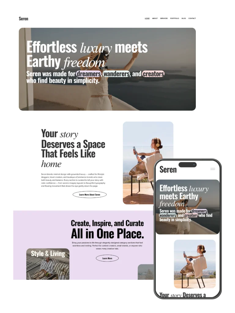 Seren — Squarespace Template for Creatives & Entrepreneurs preview