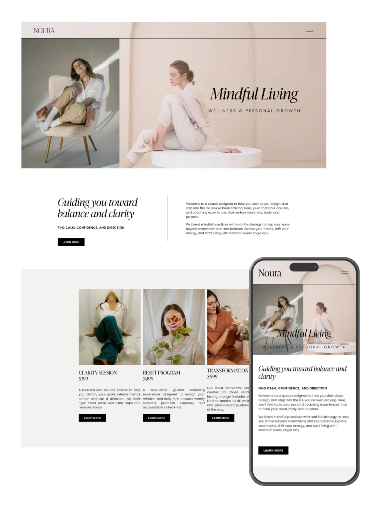 Noura — Squarespace Template for Wellness Coaches preview