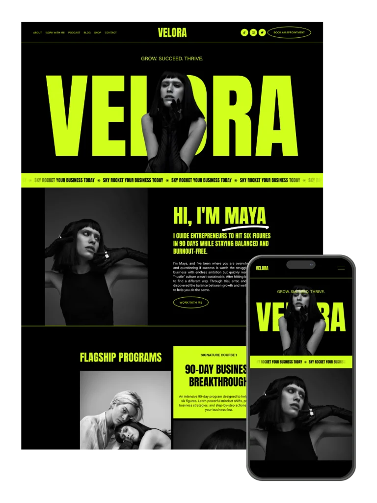 Velora — Squarespace Template for Authors preview