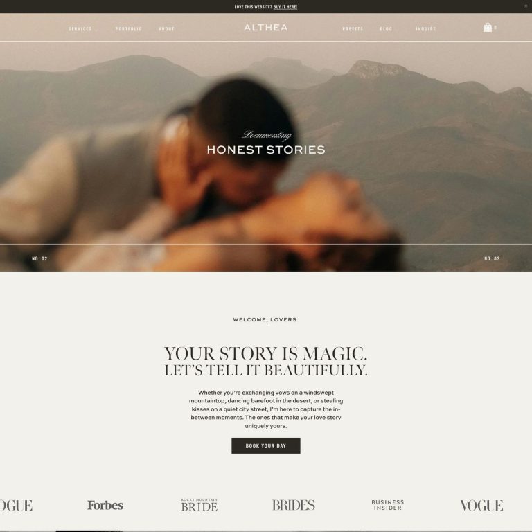 Althea template — preview of its design