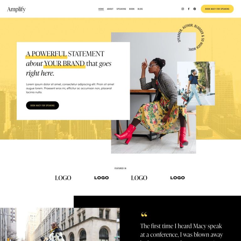 Amplify — Squarespace Author Template template — preview of its design