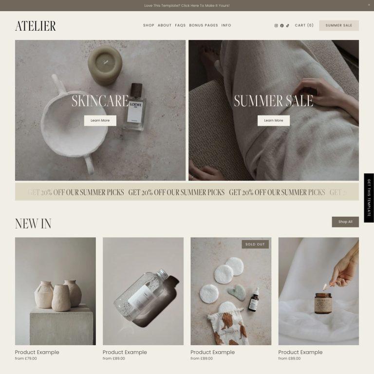Atelier template — preview of its design