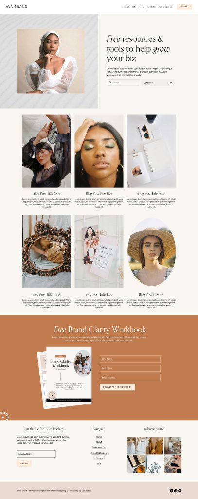 The Ava Grand Blog page, top to bottom
