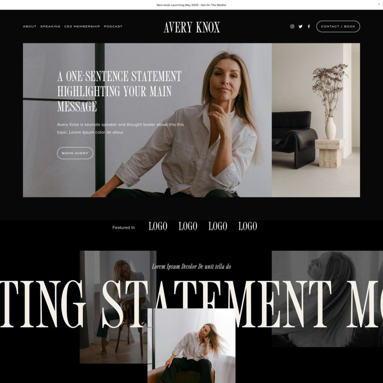 Avery Knox — Squarespace Speaker Template template — preview of its design