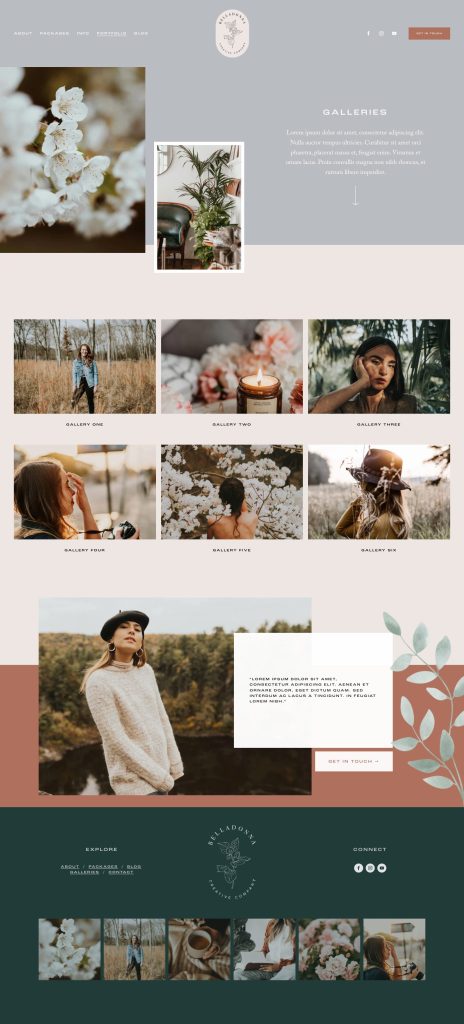The Belladonna Portfolio page, top to bottom