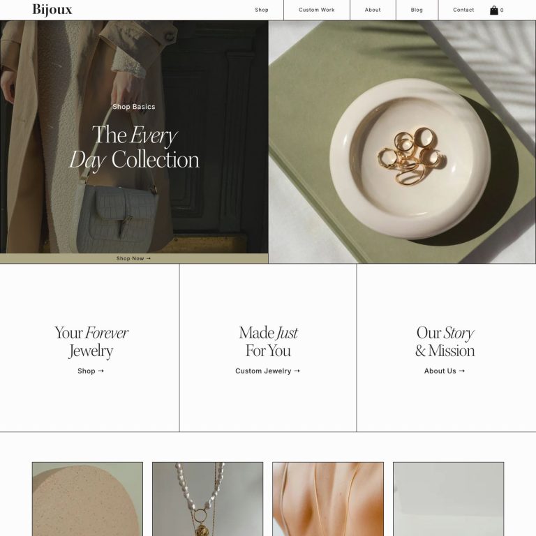Bijoux template — preview of its design