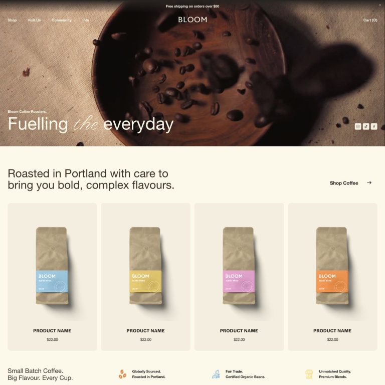 Bloom template — preview of its design