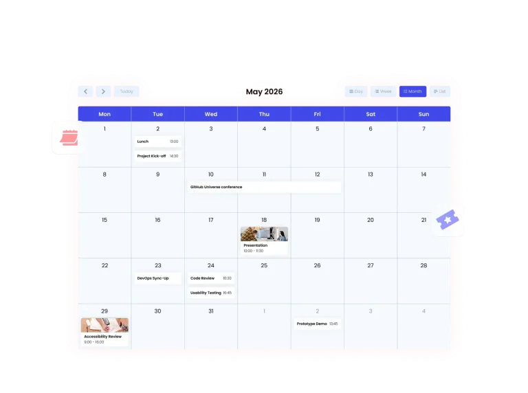 Events Calendar preview