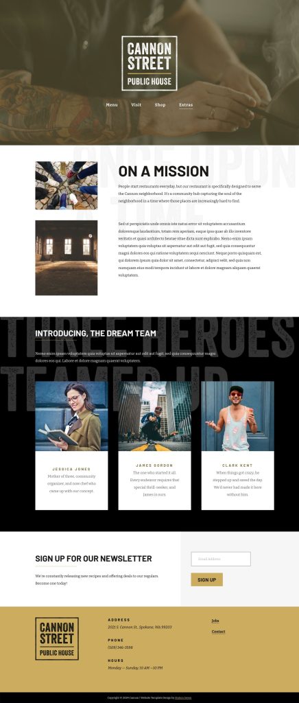 The About page of the Cannon Squarespace template