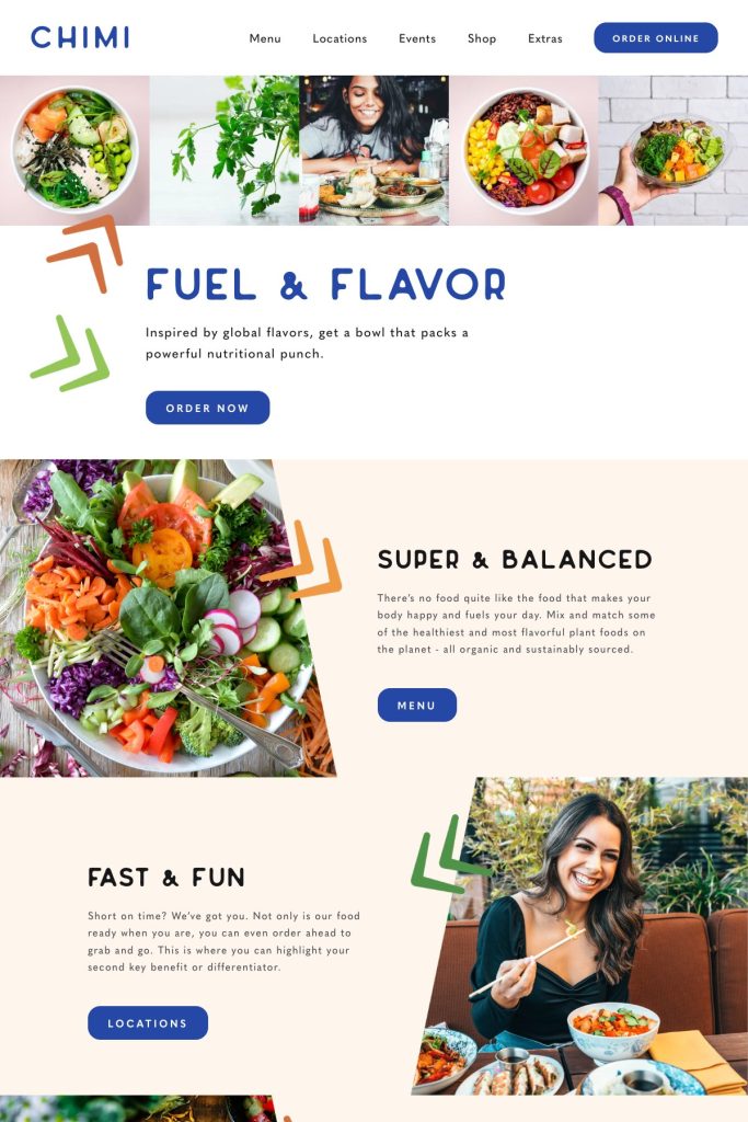 The Chimi Squarespace template, shown on its live demo