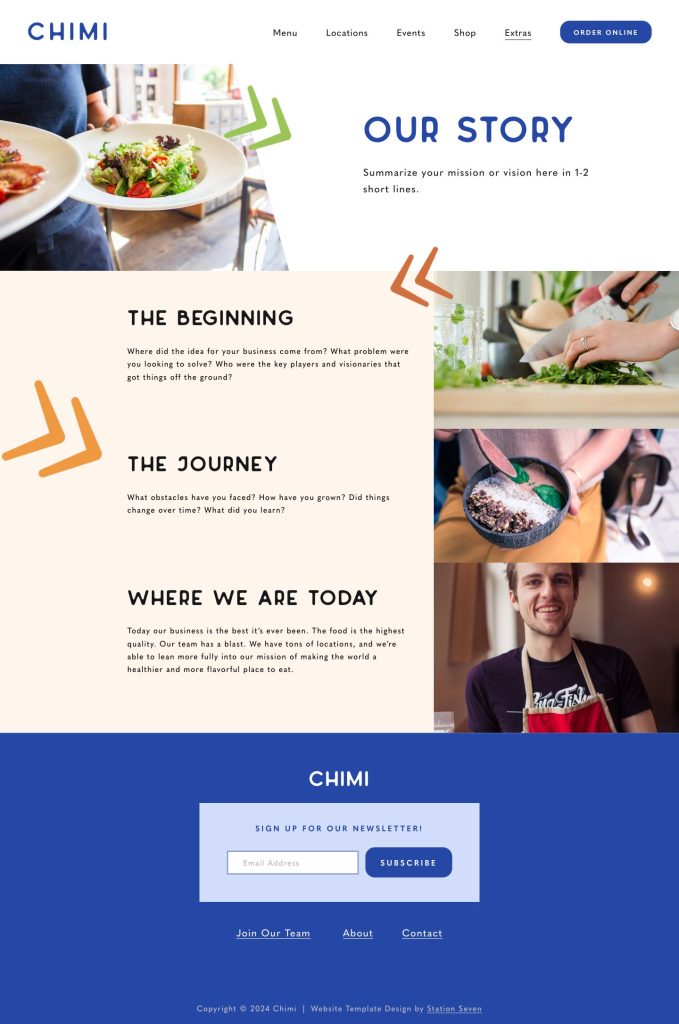 The About page of the Chimi Squarespace template