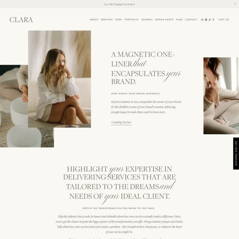 Clara template — preview of its design