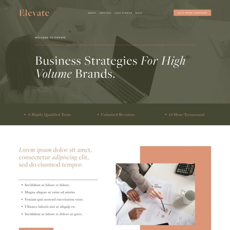 Elevate — Squarespace Small Business Template template — preview of its design