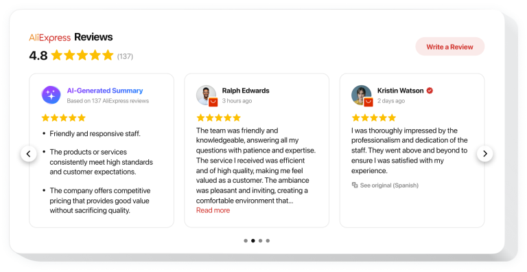 The AliExpress Reviews widget by Elfsight