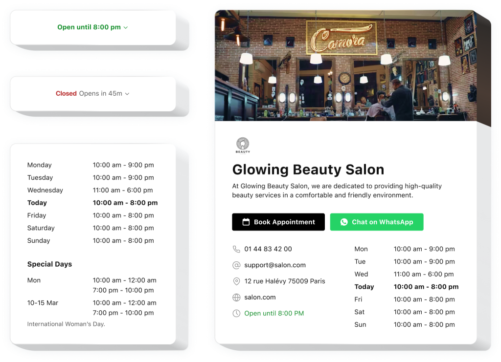 The Business Hours widget by Elfsight
