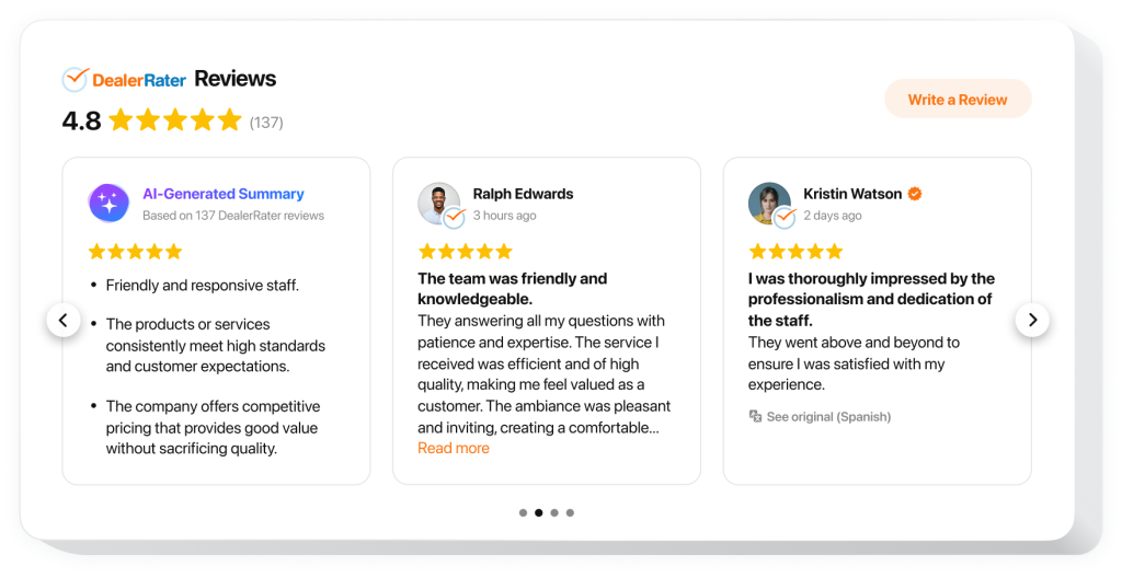 The DealerRater Reviews widget by Elfsight