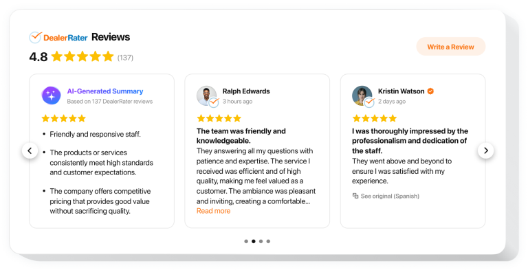 The DealerRater Reviews widget by Elfsight