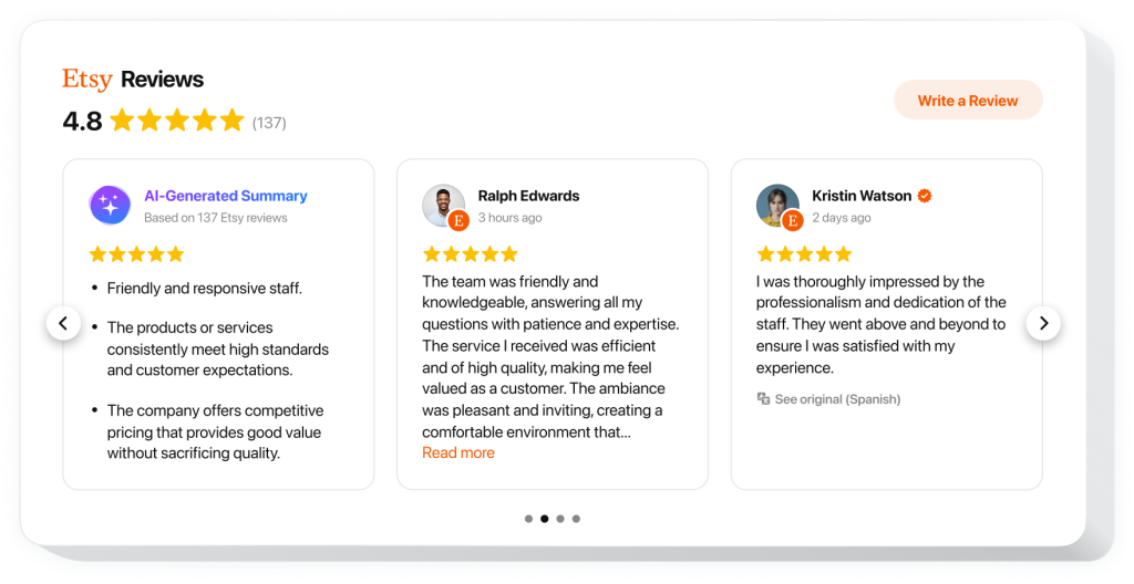 The Etsy Reviews widget by Elfsight
