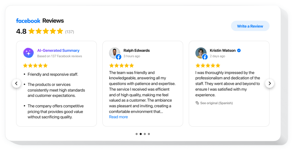 The Facebook Reviews widget by Elfsight
