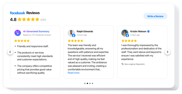 The Facebook Reviews widget by Elfsight