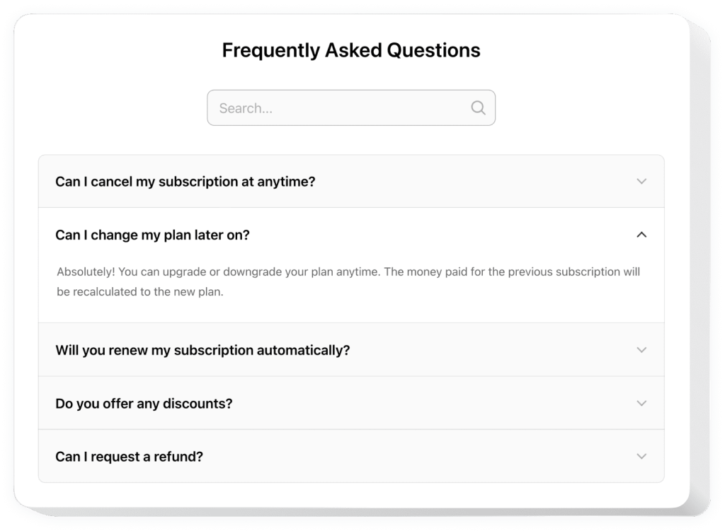 The FAQ widget by Elfsight