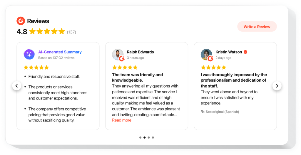 The G2 Reviews widget by Elfsight