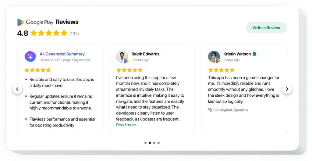 The Google Play Reviews widget by Elfsight