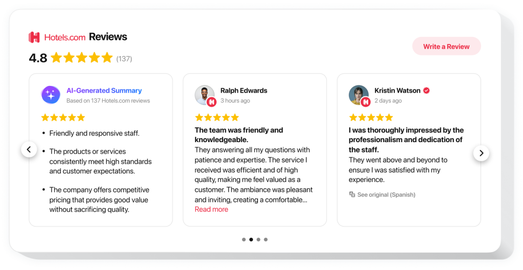 The Hotels Reviews widget by Elfsight