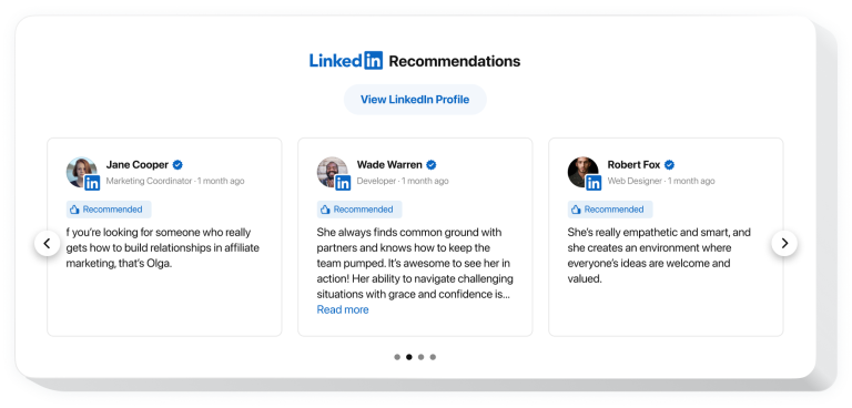 The LinkedIn Recommendations widget by Elfsight