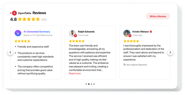 The OpenTable Reviews widget by Elfsight