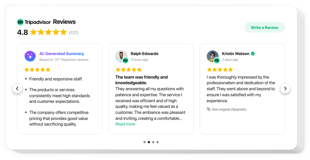 The Reviews from Tripadvisor widget by Elfsight