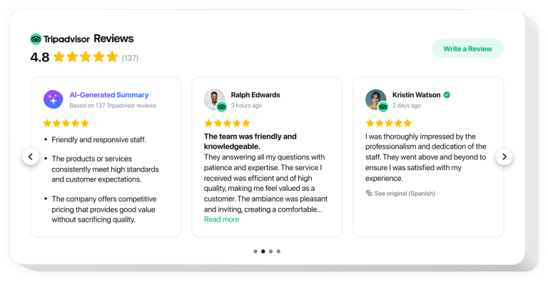 The Reviews from Tripadvisor widget by Elfsight