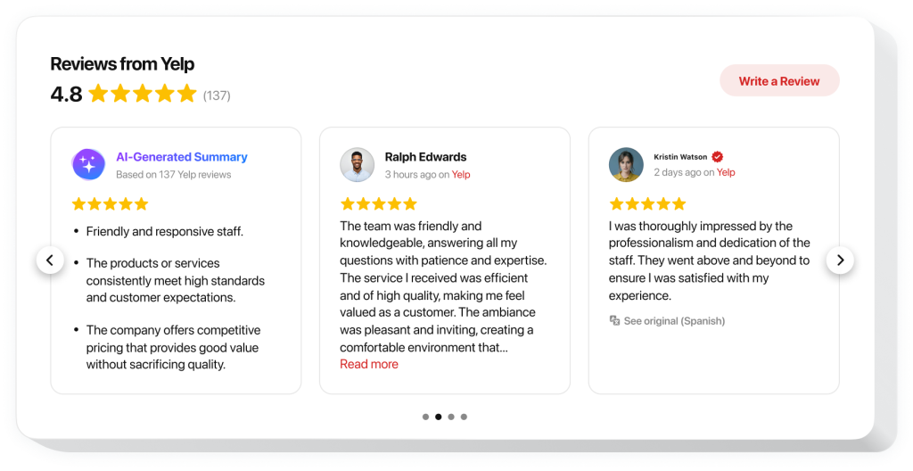 The Reviews from Yelp widget by Elfsight