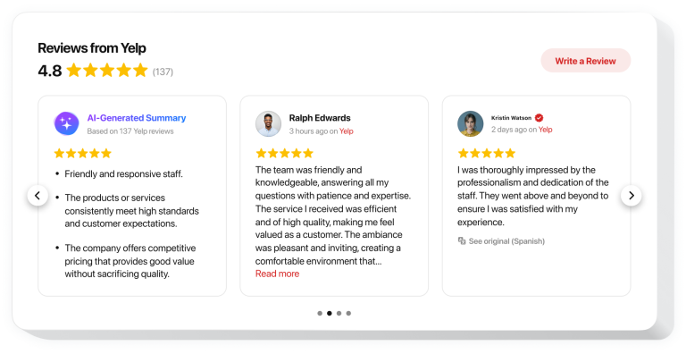 The Reviews from Yelp widget by Elfsight