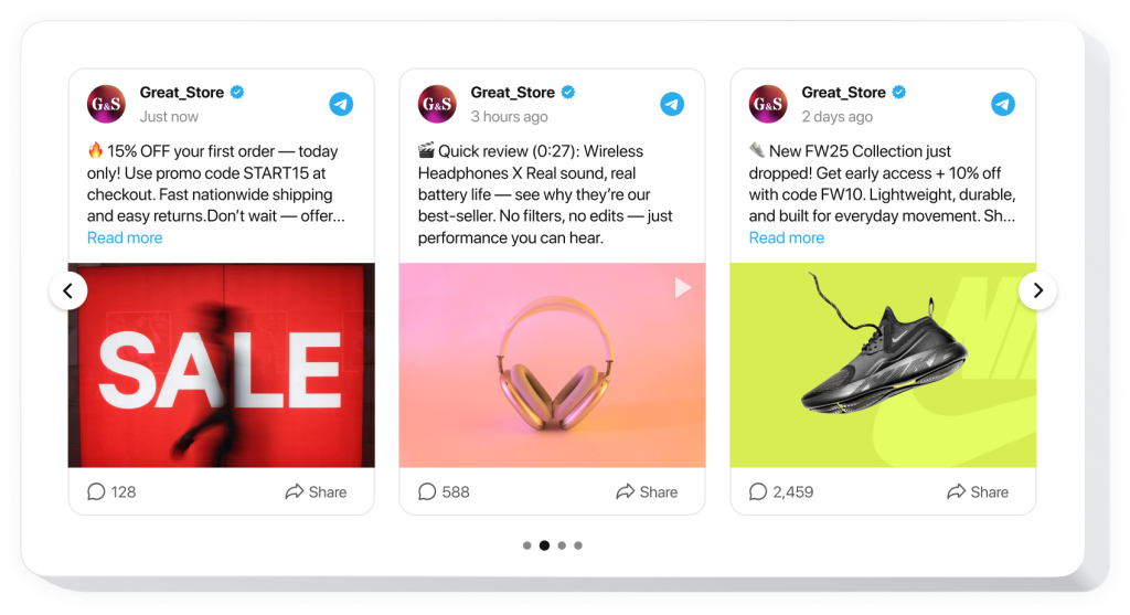 The Telegram Feed widget by Elfsight