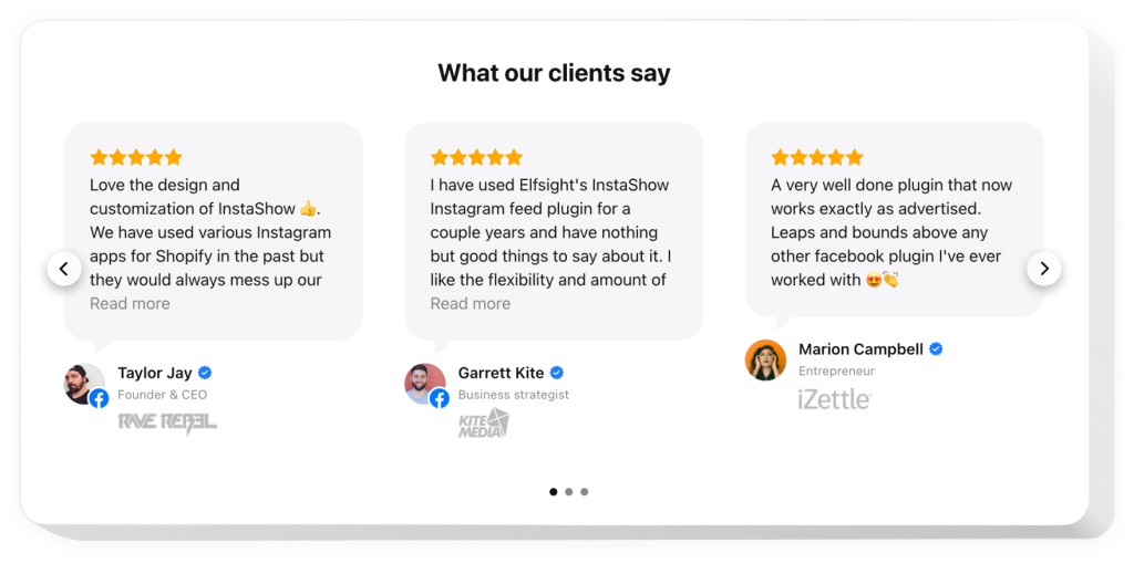The Testimonials Slider widget by Elfsight