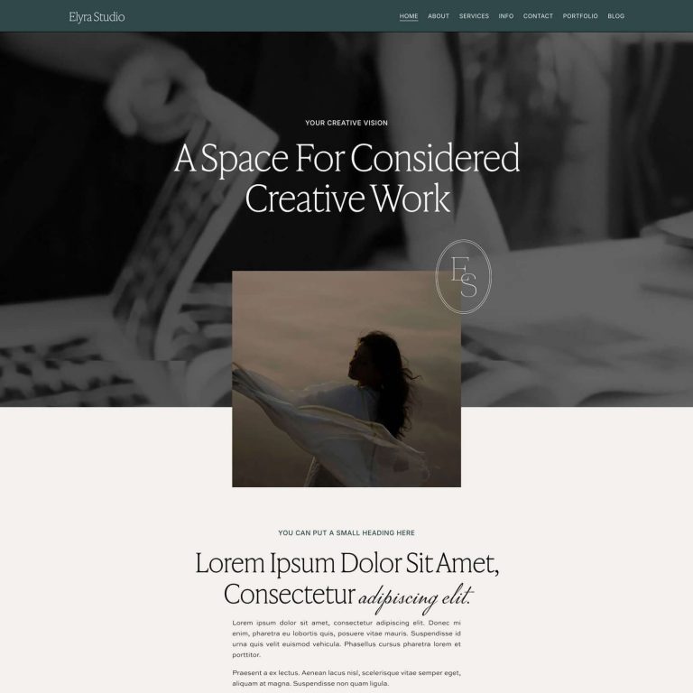 Elyra — Squarespace Photography Template template — preview of its design