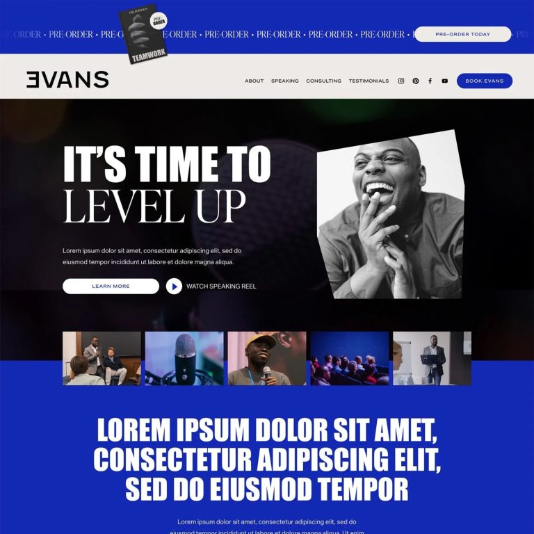 Evans — Squarespace Podcast Template template — preview of its design