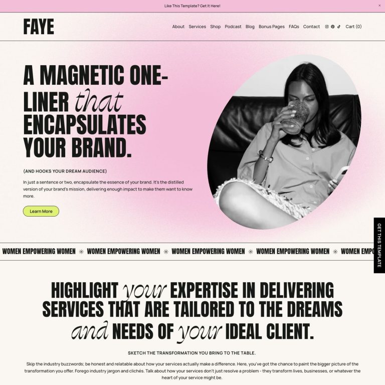Faye template — preview of its design