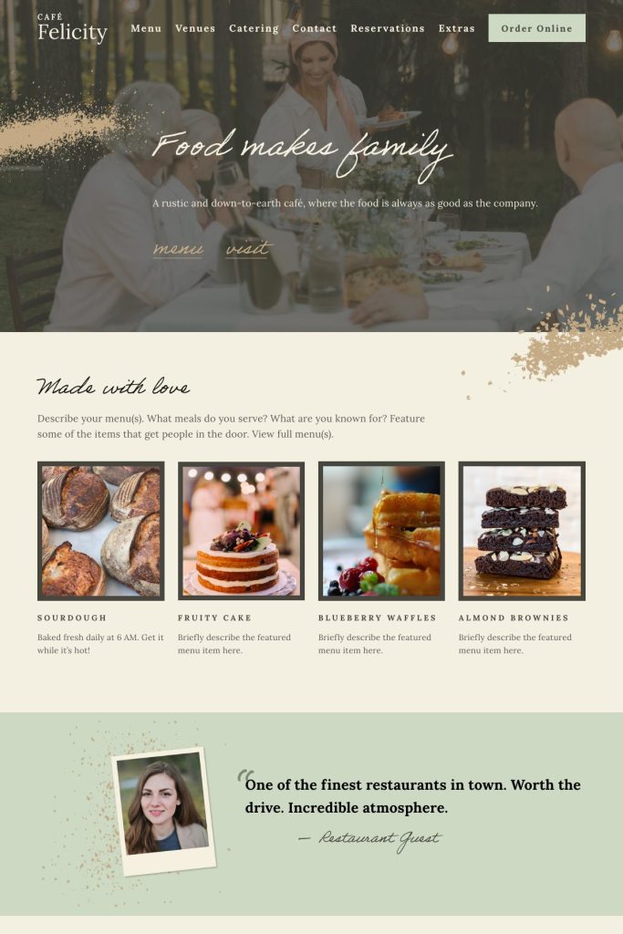 The Felicity Squarespace template, shown on its live demo
