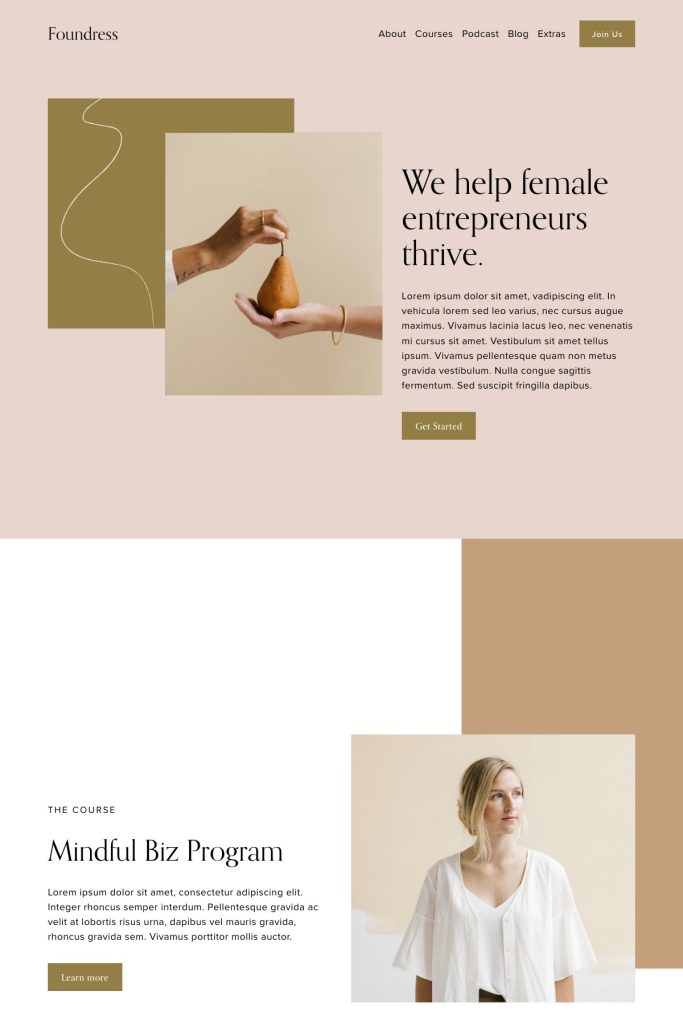 The Foundress Squarespace template, shown on its live demo
