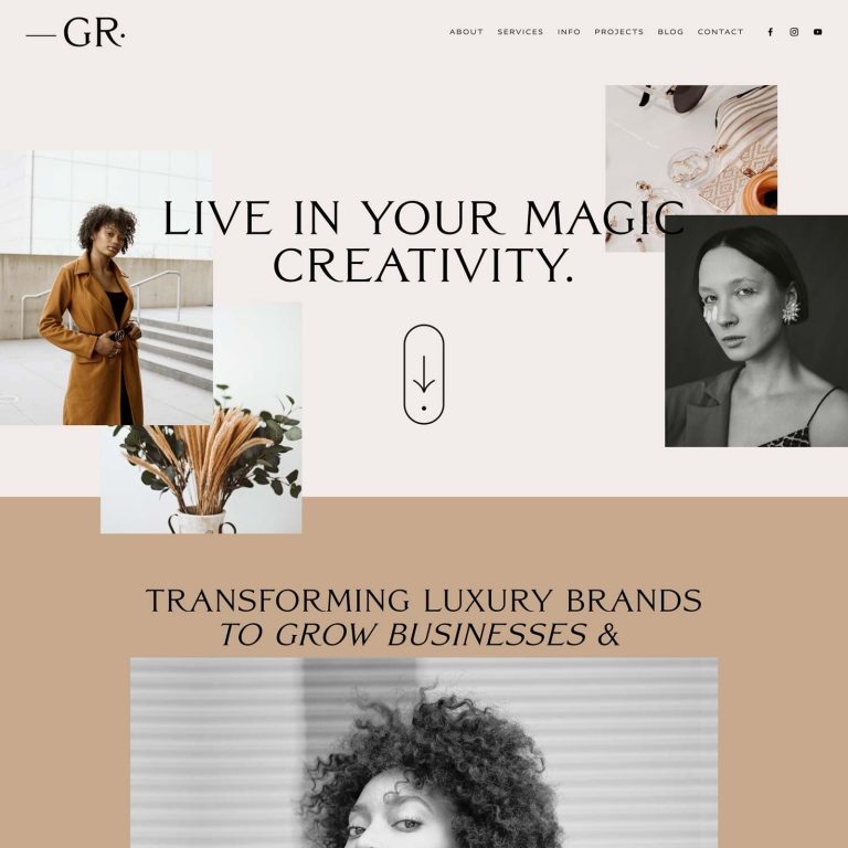 Gigi Rose — Squarespace Photography Template template — preview of its design