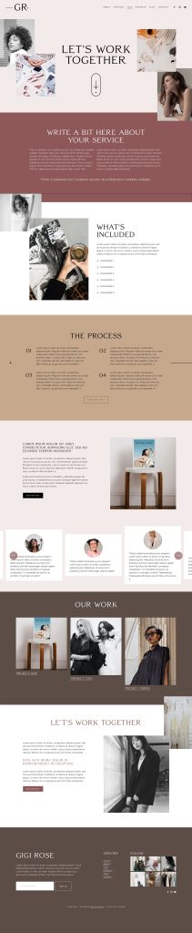 The Gigi Rose Info page, top to bottom