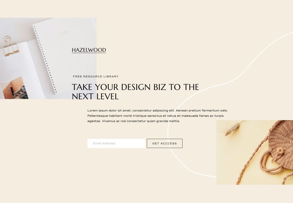 The Freebies page of the Hazelwood Squarespace template